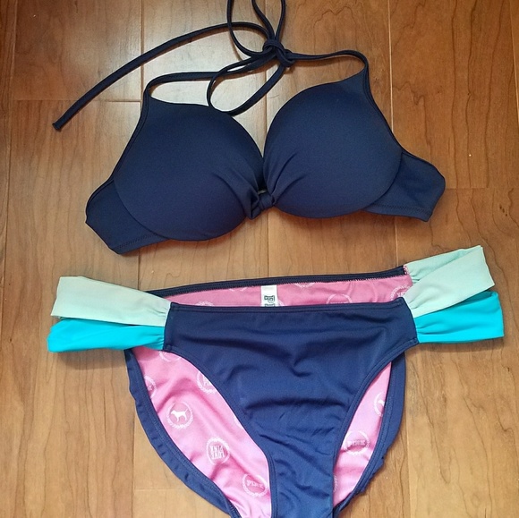 PINK Victoria's Secret Other - 💞HP💞EUC Pink Victoria's Secret Navy &Teal Bikini
